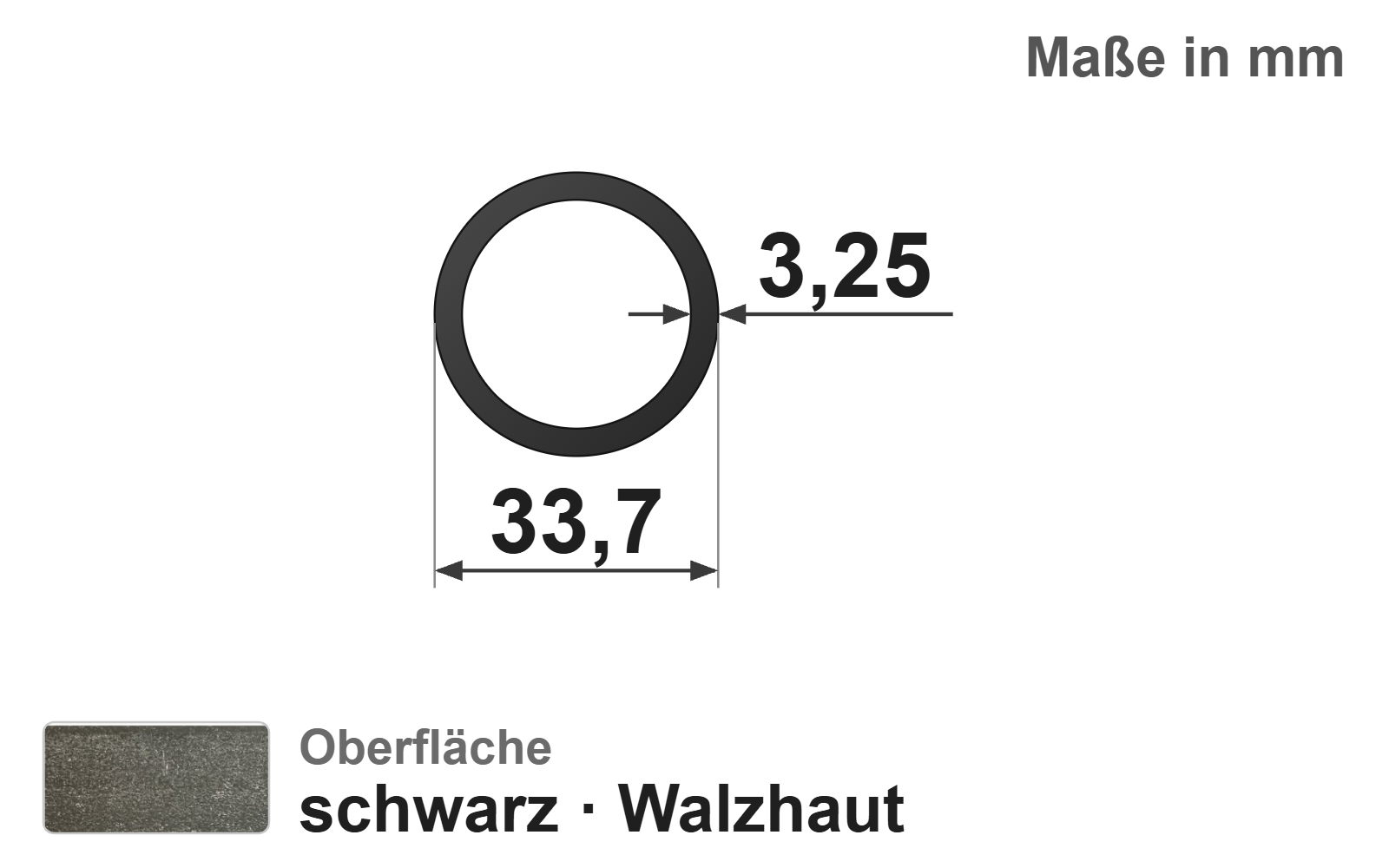 Gewinderohr 33,70x3,25 mm (1"), "schwarz", EN10255, S195