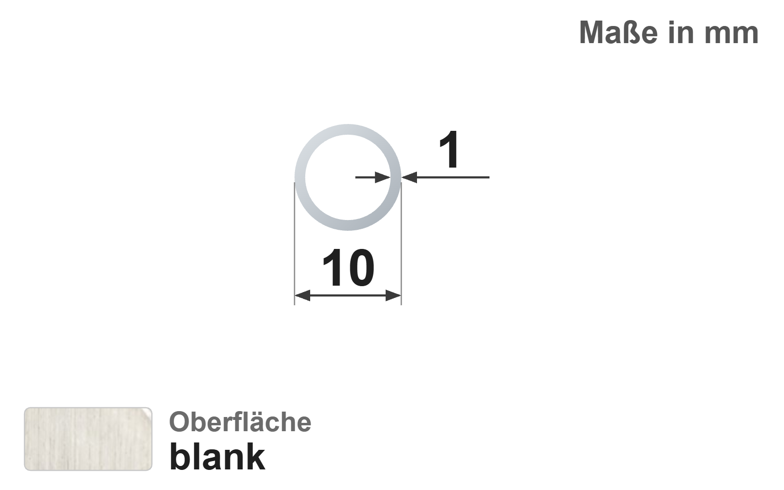 Präzisionsstahlrohr nahtlos 10,0x1,0 mm, "blank", EN10305-1, E235+C