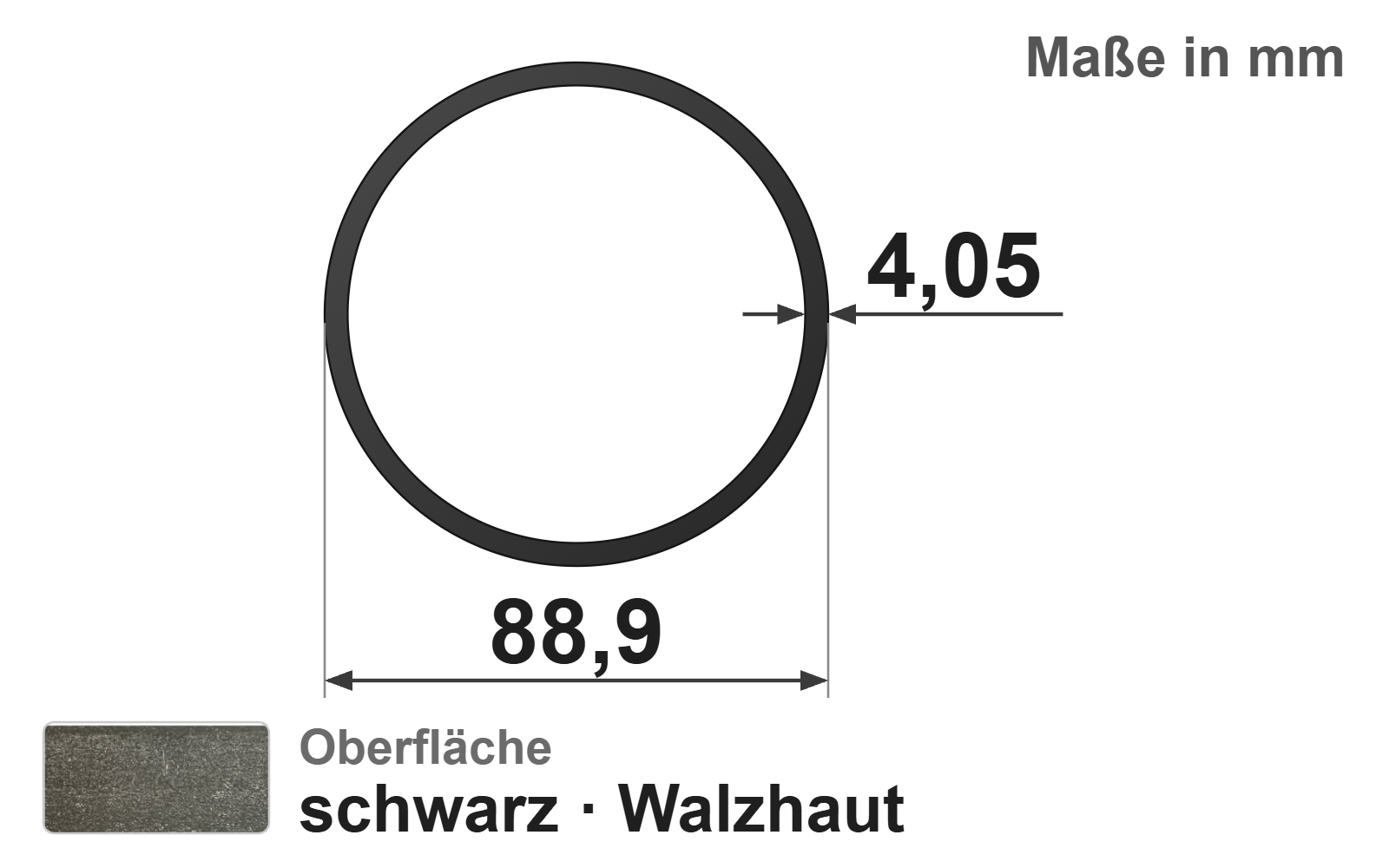 Gewinderohr 88,90x4,05 mm (3"), "schwarz", EN10255, S195