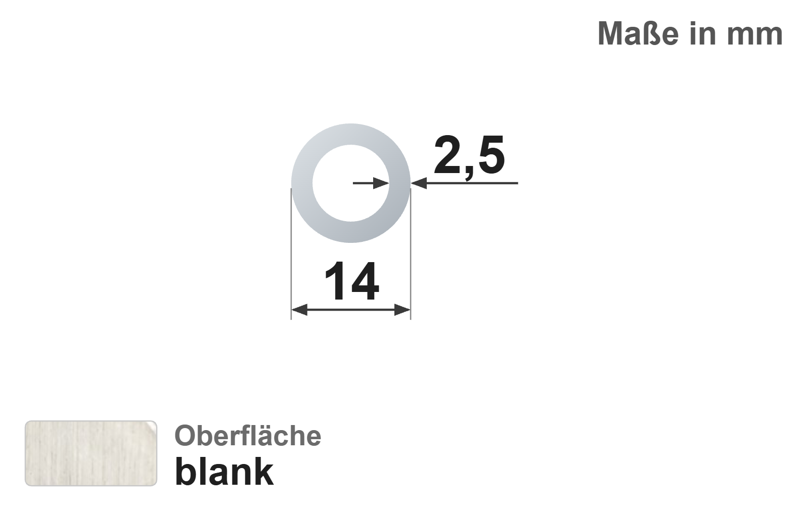 Präzisionsstahlrohr nahtlos 14,0x2,5 mm, "blank", EN10305-1, E235+C