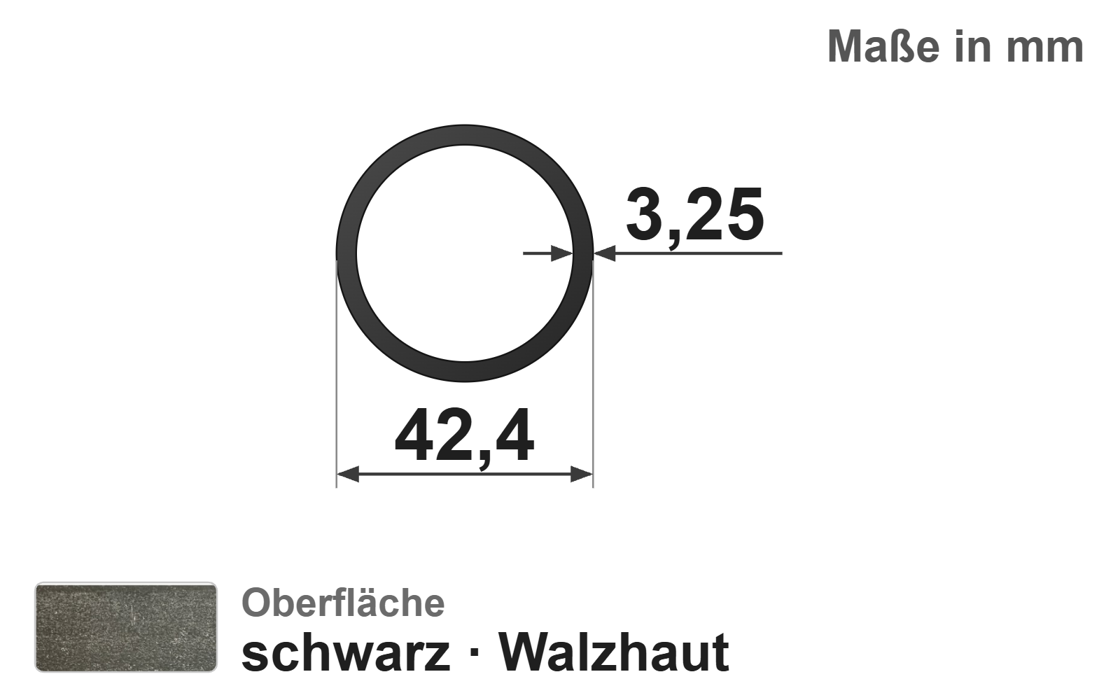 Gewinderohr 42,40x3,25 mm (1 1/4"), "schwarz", EN10255, S195