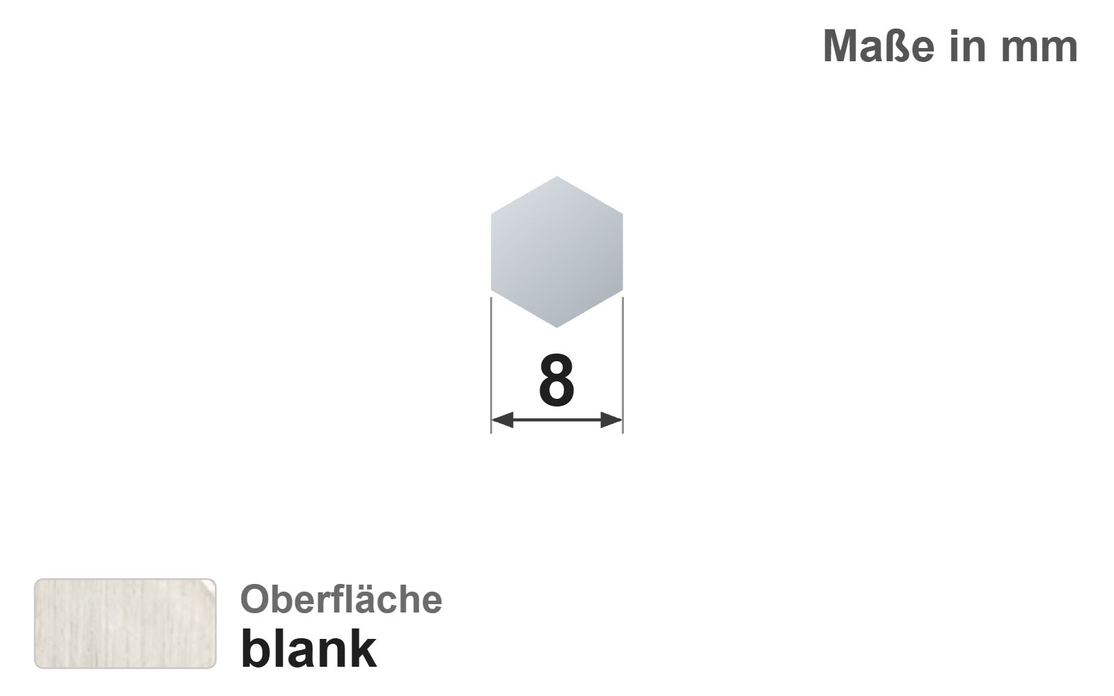 Sechskantstab 8,0 mm, "blank", h11, EN10278, 1.4307/304L