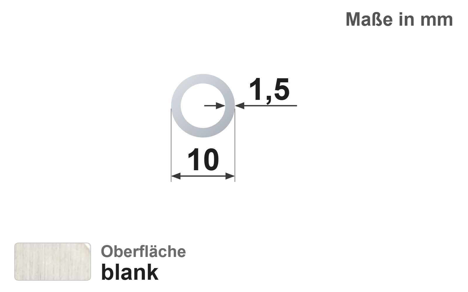 Präzisionsstahlrohr nahtlos 10,0x1,5 mm, "blank", EN10305-1, E235+C