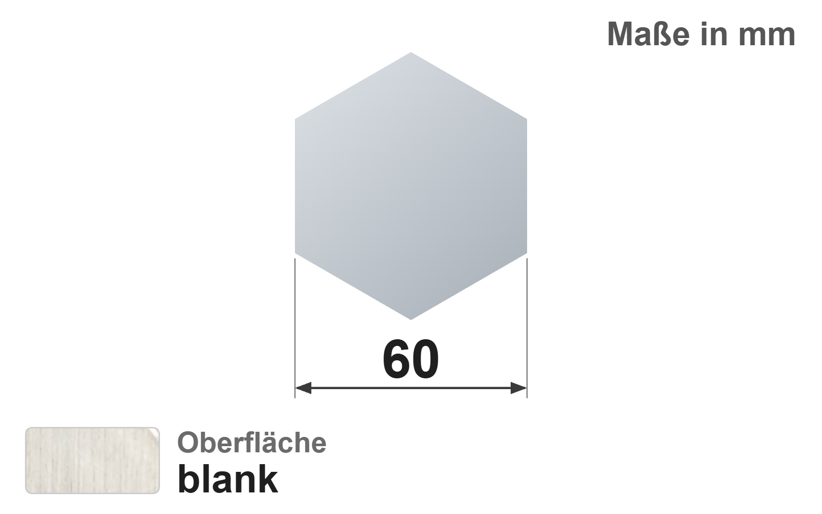Sechskantstab 60,0 mm, "blank", h11, EN10278, 1.4305/303
