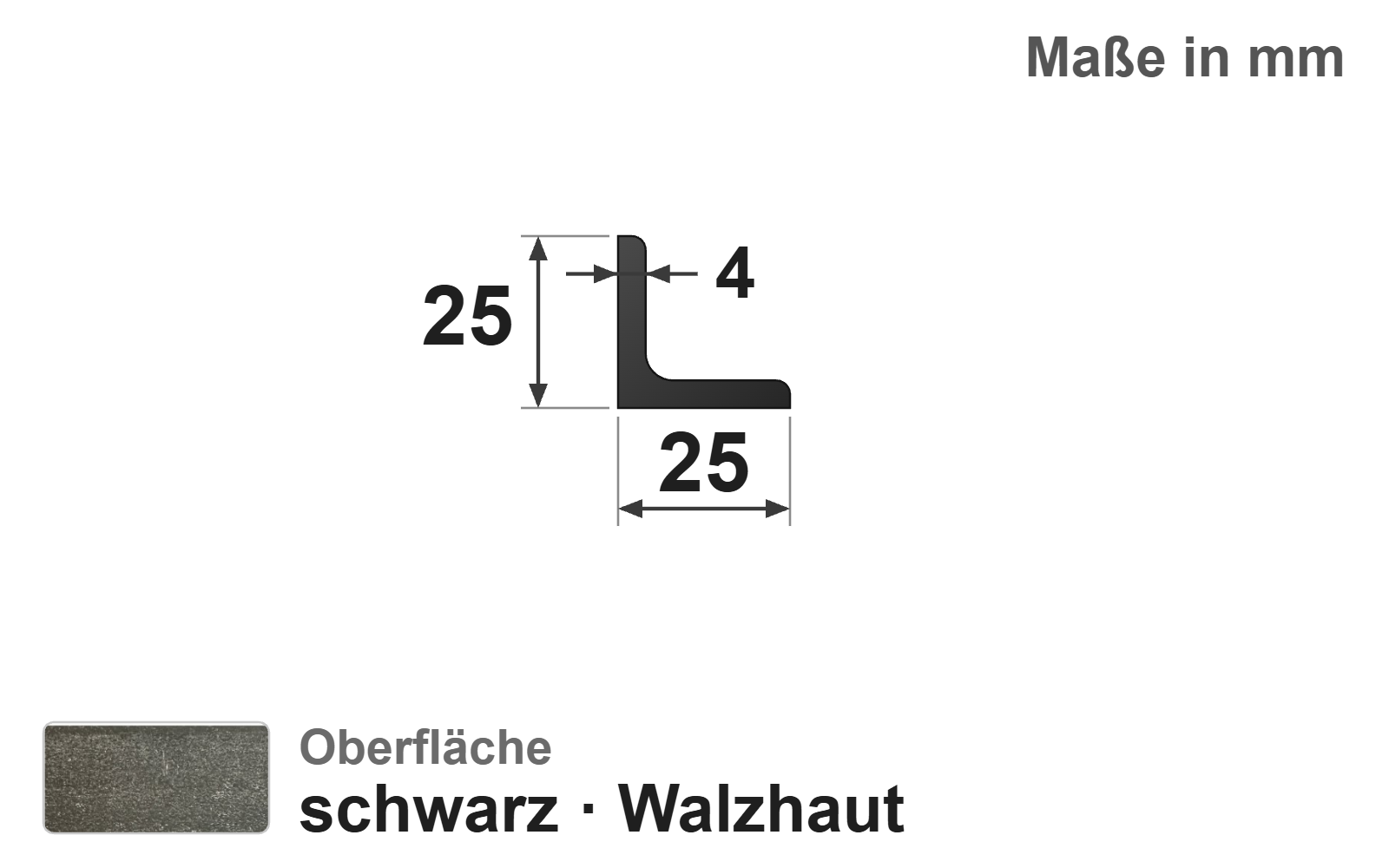 Winkel gleichschenklig 25x4, S235JR+AR