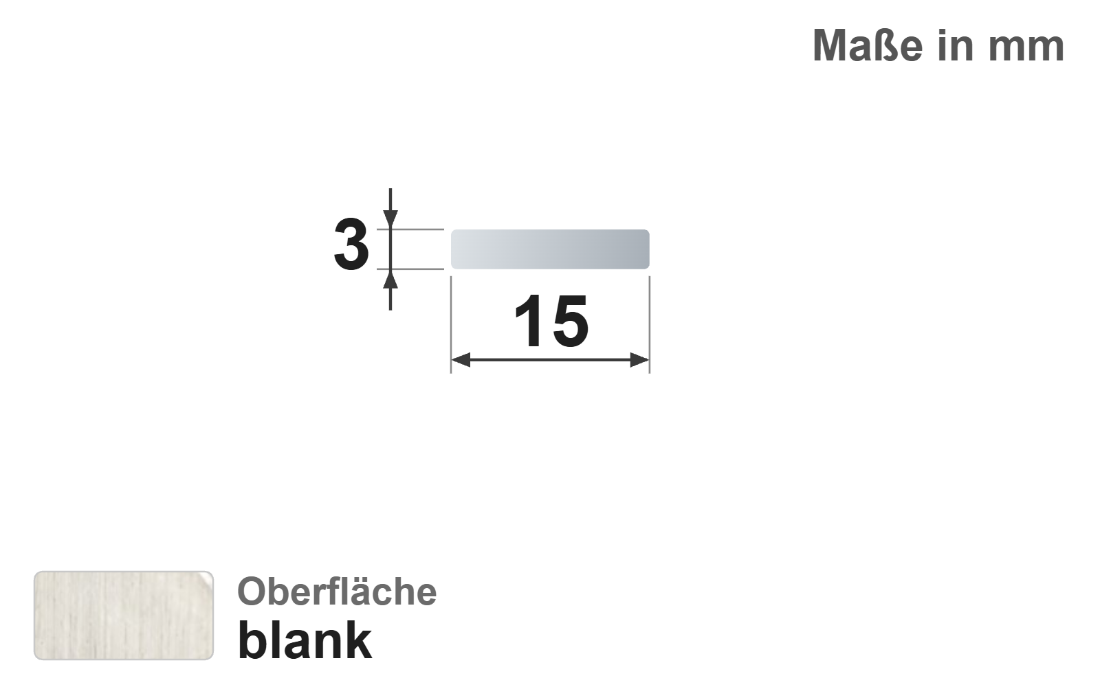 Flachstab 15x3 mm, "blank", h11, EN10278, 1.4301/304 (V2A)
