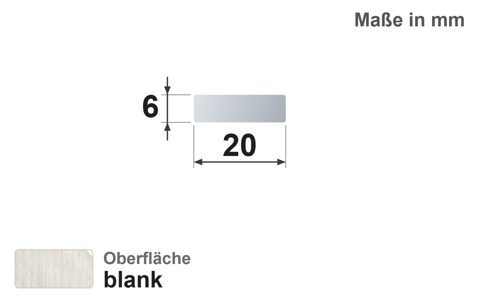 Flachstab 20x6 mm, "blank", h11, EN10278, 1.4301/304 (V2A)