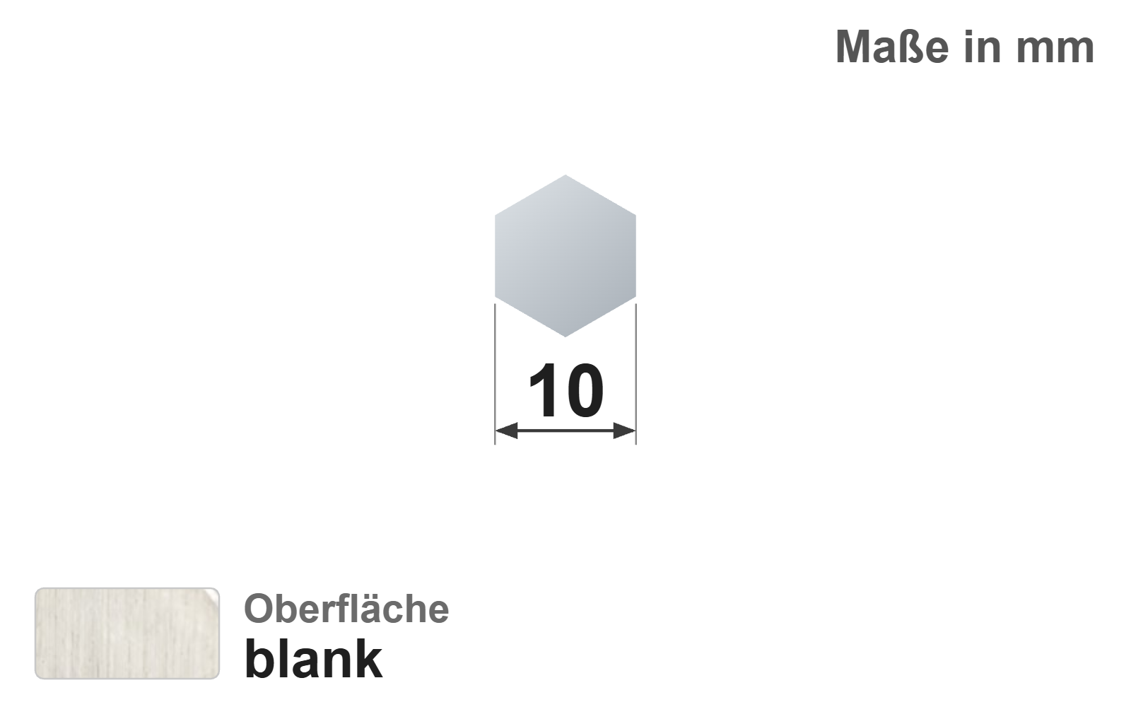 Sechskantstab 10,0 mm, "blank", h11, EN10278, 1.4404/316L (V4A)