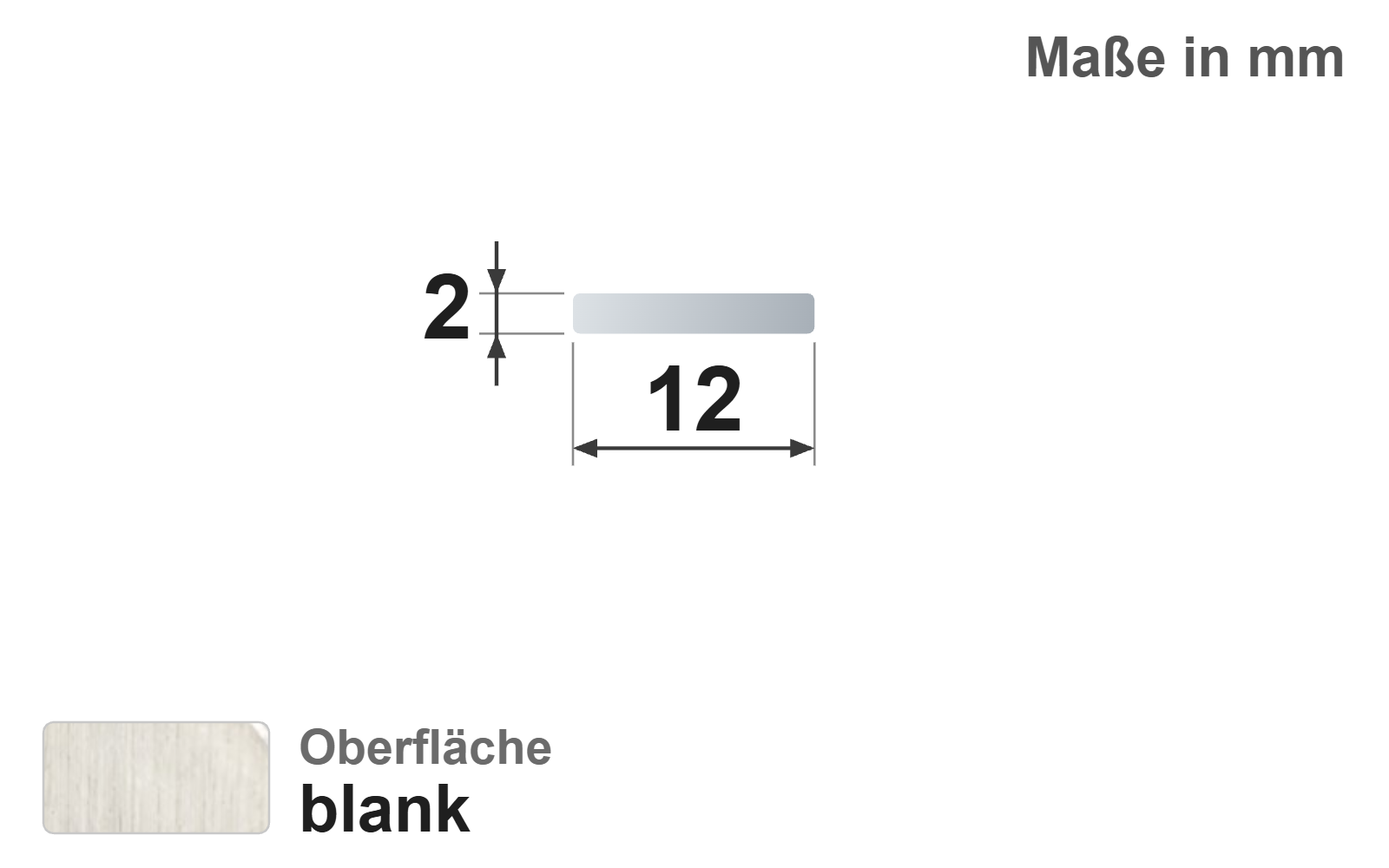 Flachstab 12x2 mm, "blank", h11, EN10278, S235JR+C