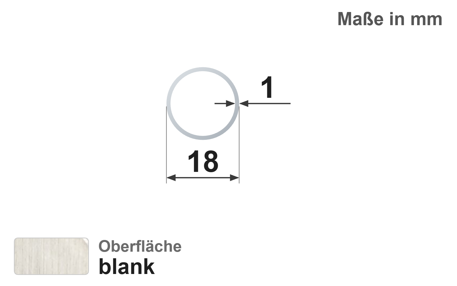 Präzisionsstahlrohr nahtlos 18,0x1,0 mm, "blank", EN10305-1, E235+C