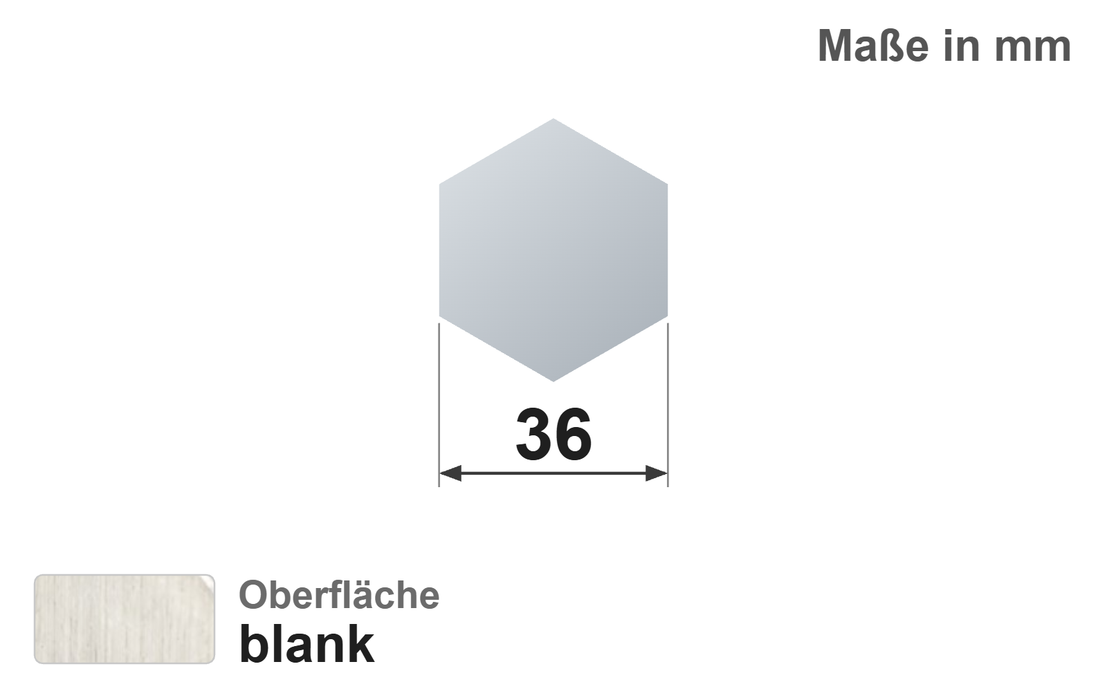 Sechskantstab 36,0 mm, "blank", h11, EN10278, 1.4301/304 (V2A)
