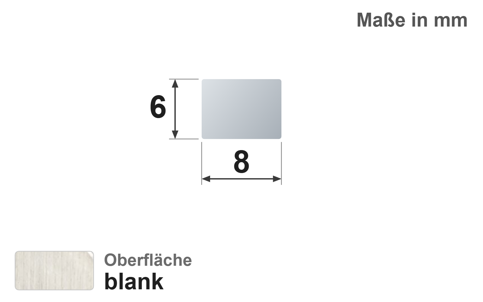 Flachstab 8x6 mm, "blank", h11, EN10278, S235JR+C