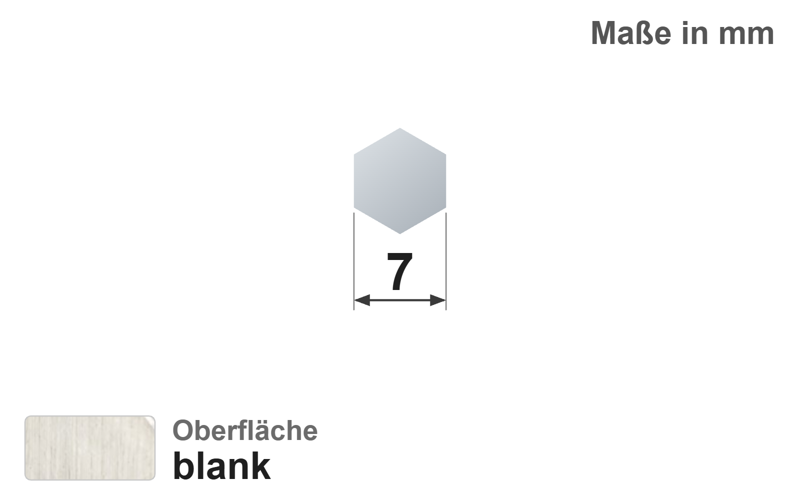 Sechskantstab 7,0 mm, "blank", h11, EN10278, 1.4305/303