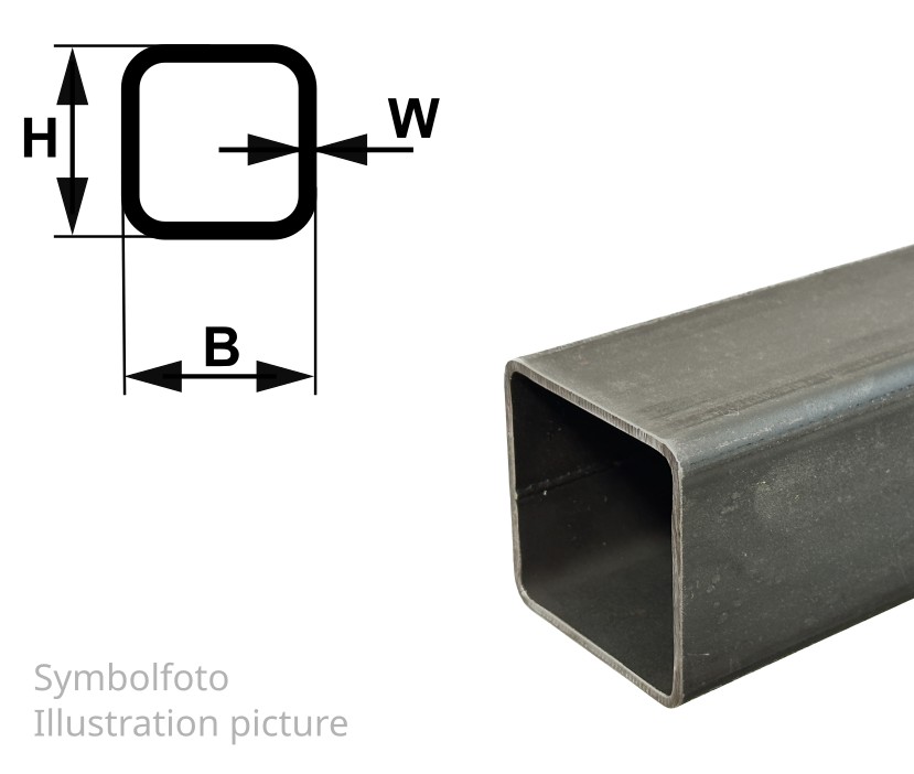 Quadratrohr 20x20x1,5 mm, "schwarz", EN10219/EN10025, S235JRH
