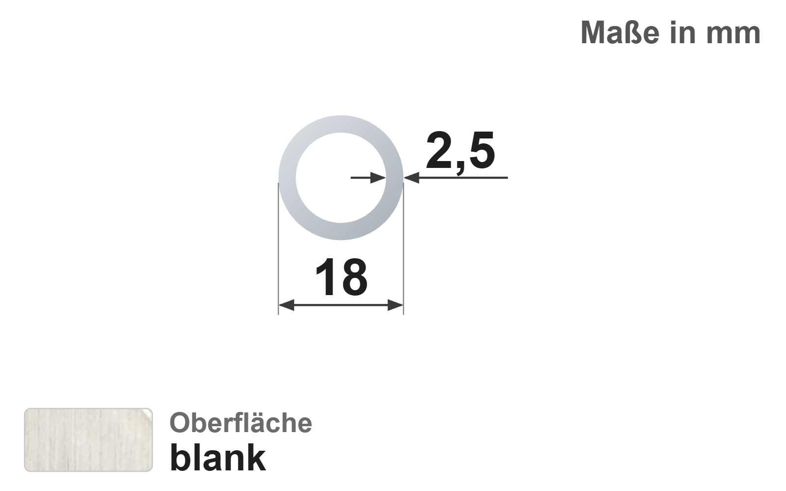 Präzisionsstahlrohr nahtlos 18,0x2,5 mm, "blank", EN10305-1, E235+C