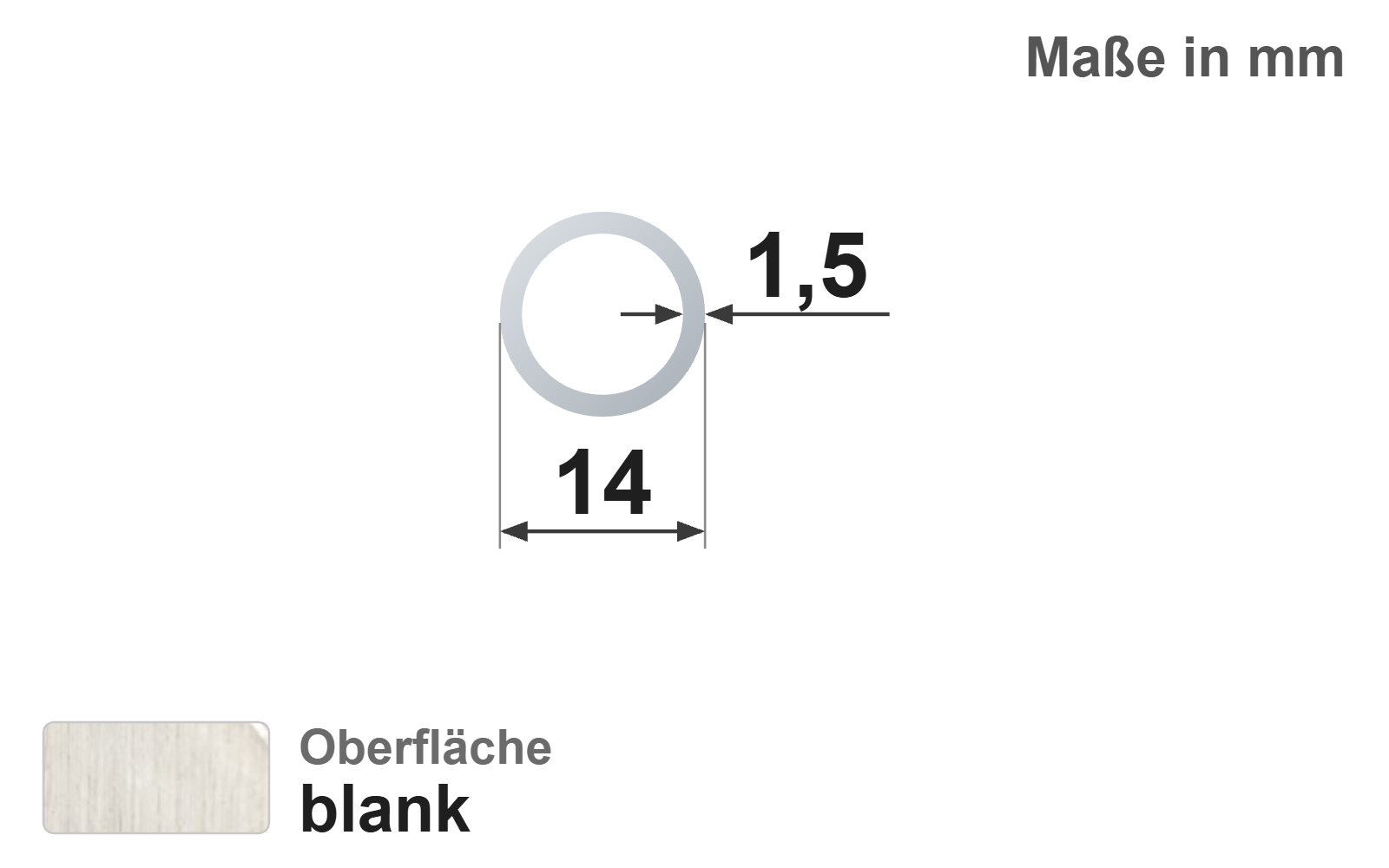 Präzisionsstahlrohr nahtlos 14,0x1,5 mm, "blank", EN10305-1, E235+C