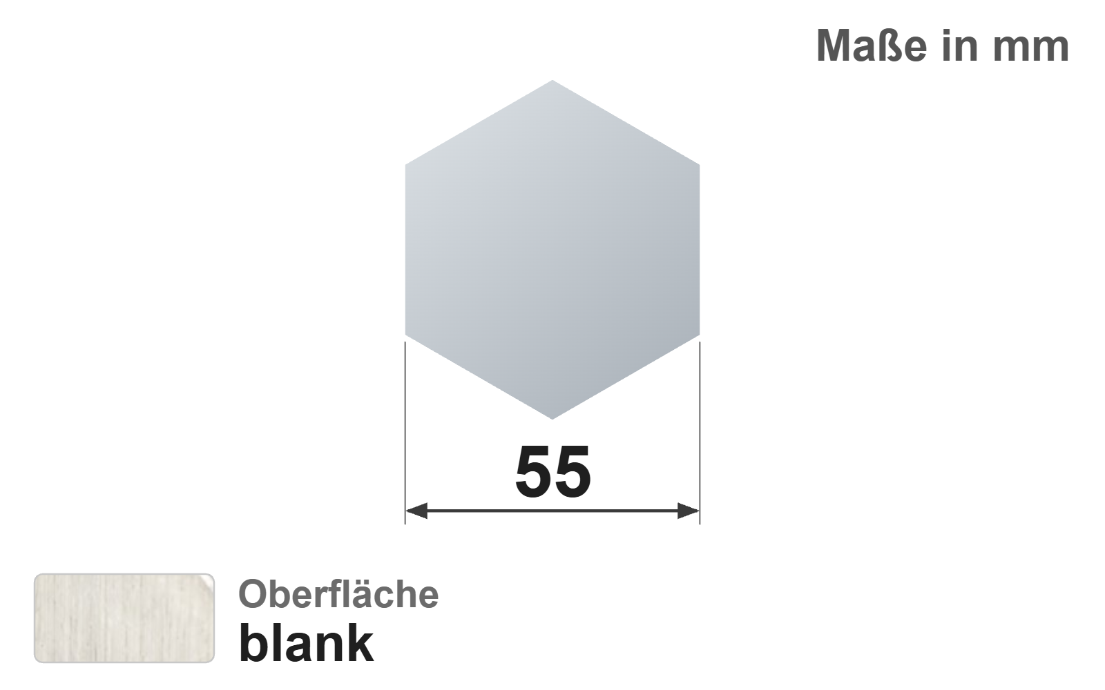 Sechskantstab 55 mm, "blank", h11, EN10278, C45+C
