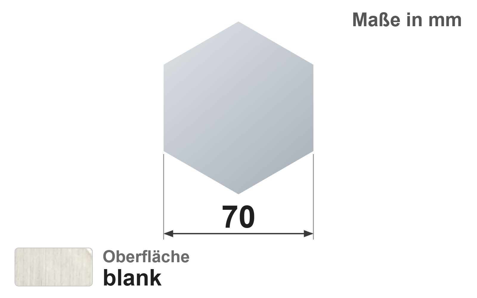 Sechskantstab 70,0 mm, "blank", h11, EN10278, 1.4571/316Ti