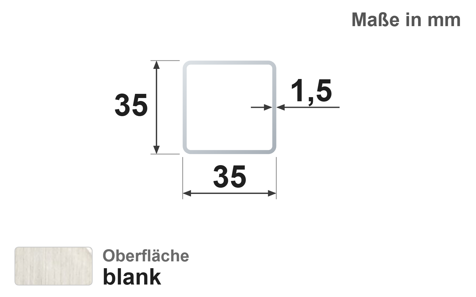 Quadratrohr 35x35x1,5 mm, blank, EN10305-5, E220/E235