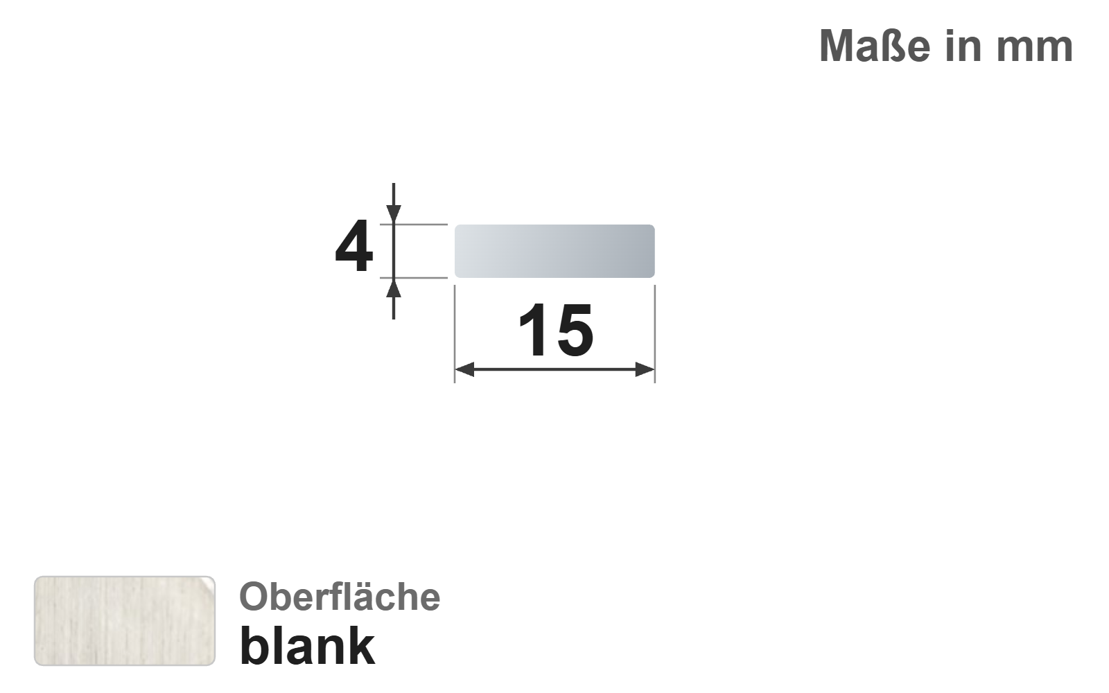 Flachstab 15x4 mm, "blank", h11, EN10278, 1.4301/304 (V2A)