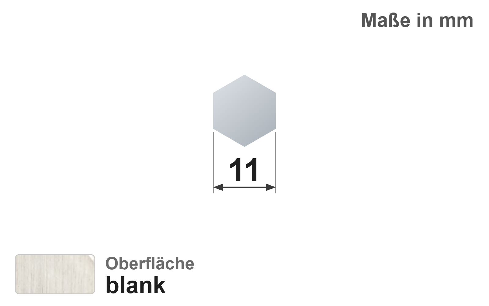 Sechskantstab 11,0 mm, "blank", h11, EN10278, 1.4307/304L