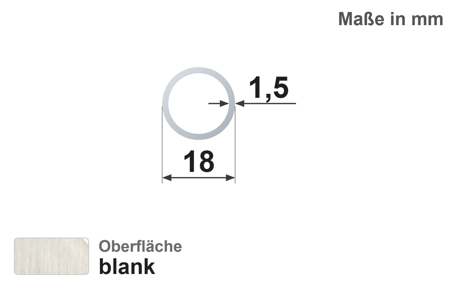 Präzisionsstahlrohr nahtlos 18,0x1,5 mm, "blank", EN10305-1, E235+C