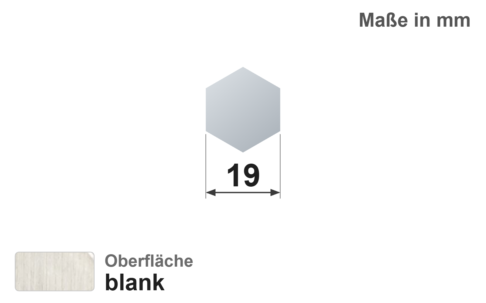 Sechskantstab 19 mm, "blank", h11, EN10278, C45+C