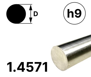 Rundstab 10,0 mm, "blank", h9, EN10278, 1.4571/316Ti