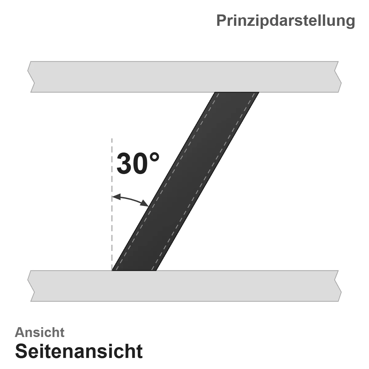Zeichnung: schräge Strebe mit 30°-Winkelschnitt