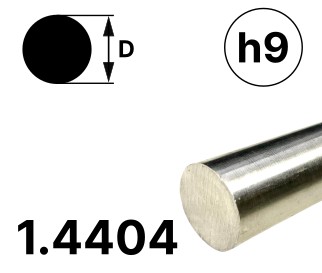 Rundstab 10,0 mm, "blank", h9, EN10278, 1.4404/316L (V4A)