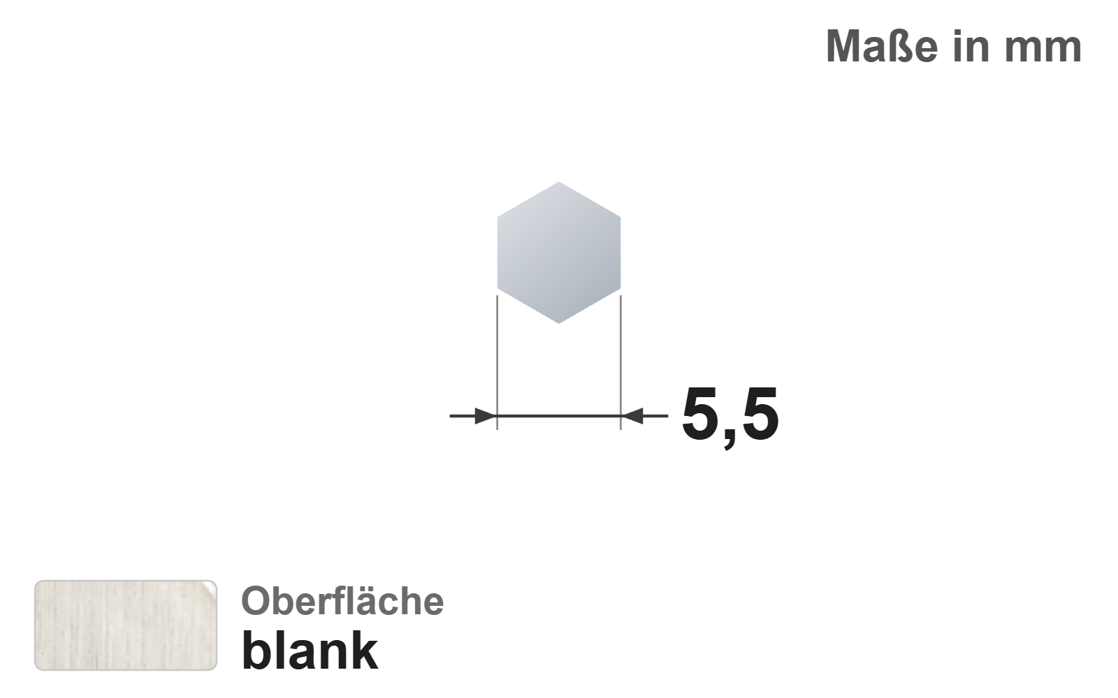 Sechskantstab 5,5 mm, "blank", h11, EN10278, 1.4305/303