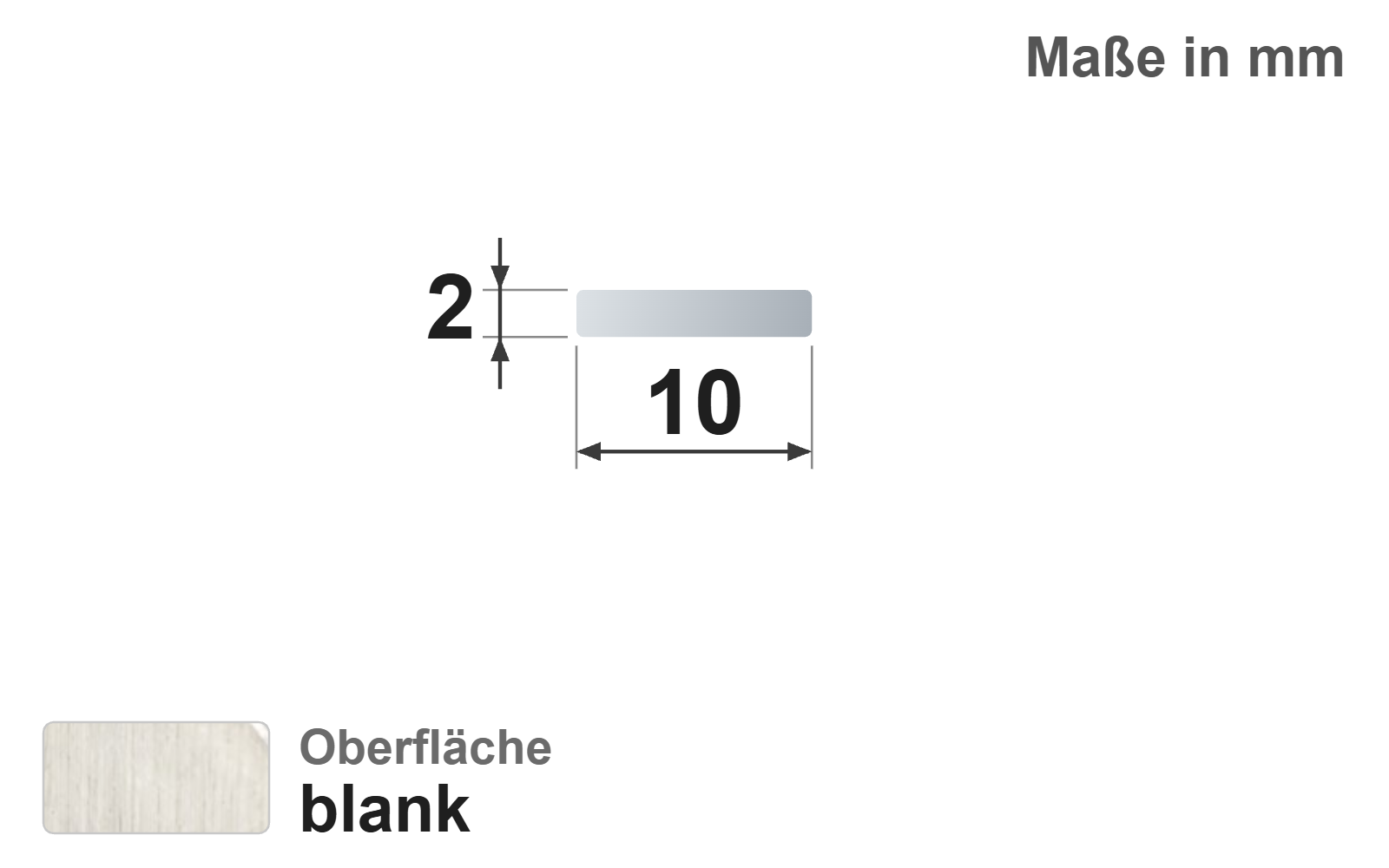 Flachstab 10x2 mm, "blank", h11, EN10278, S235JR+C