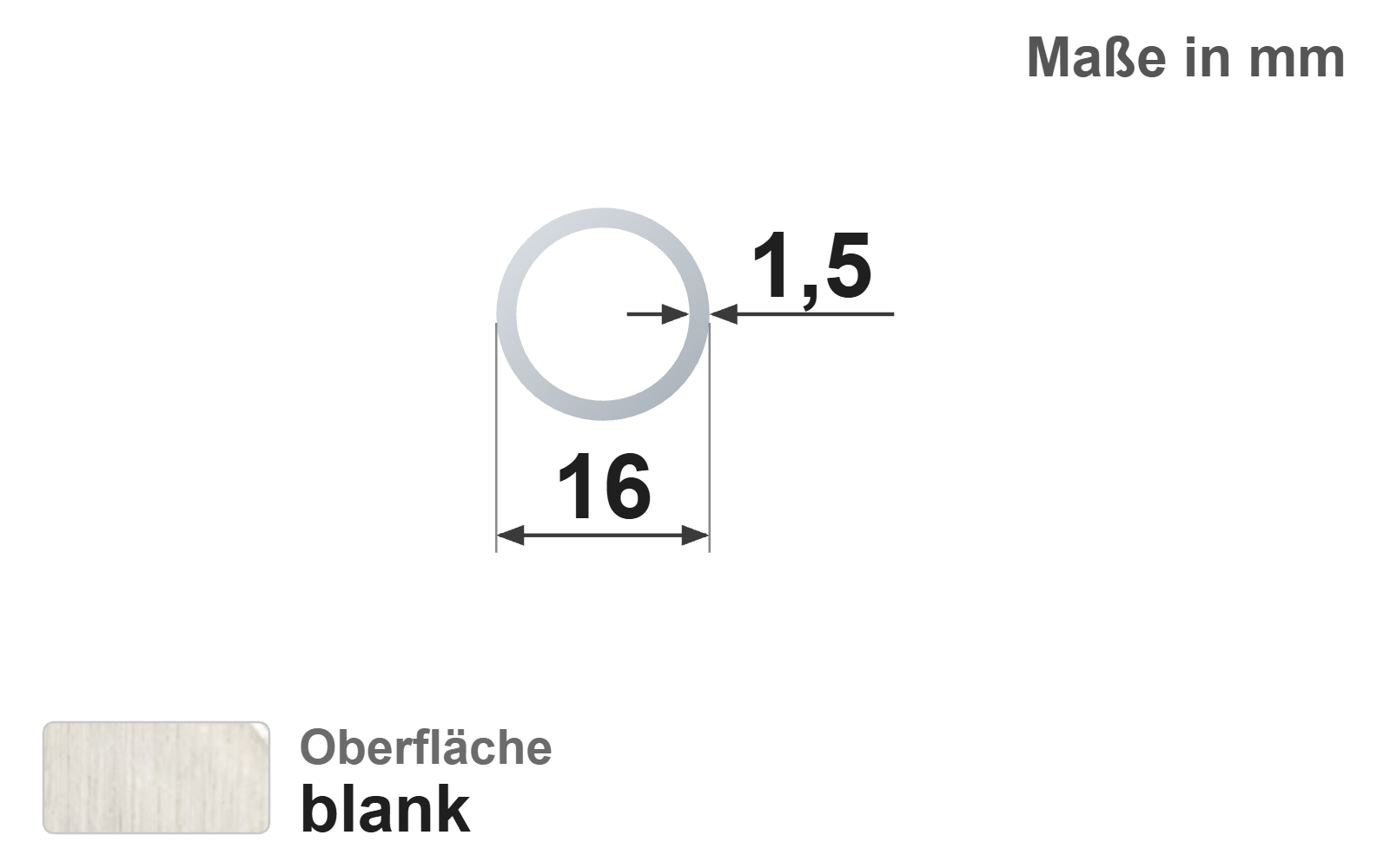 Präzisionsstahlrohr nahtlos 16,0x1,5 mm, "blank", EN10305-1, E235+C