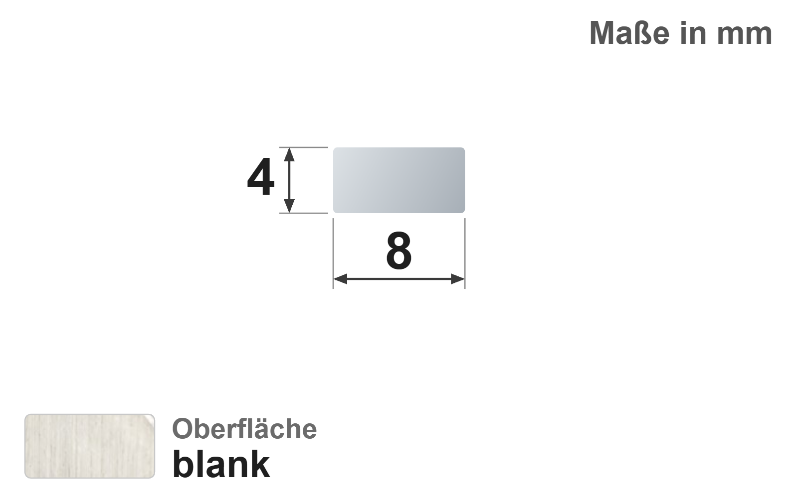 Flachstab 8x4 mm, "blank", h11, EN10278, S235JR+C