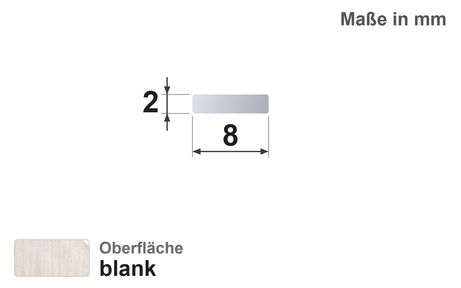 Flachstab 8x2 mm, "blank", h11, EN10278, S235JR+C