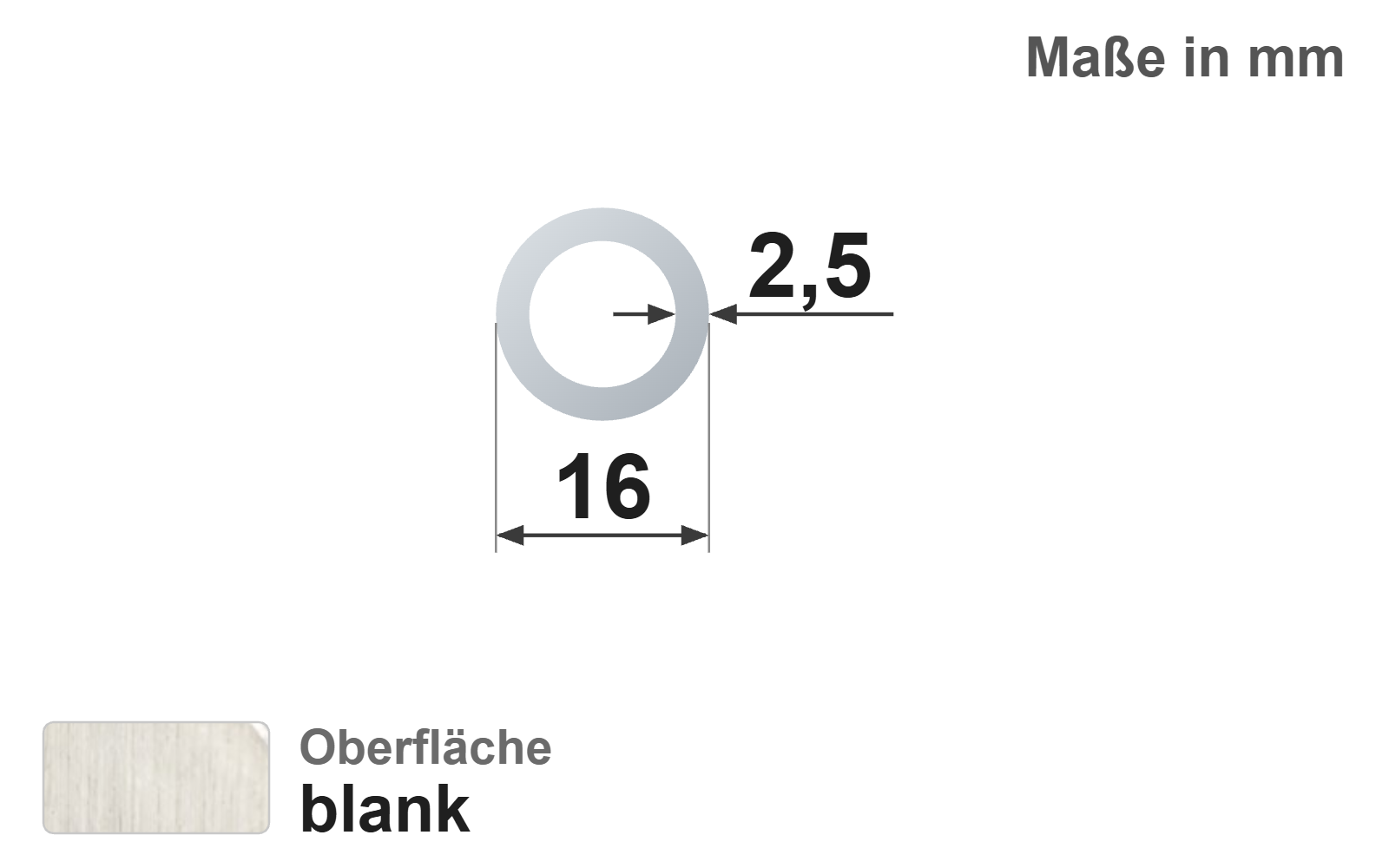 Präzisionsstahlrohr nahtlos 16,0x2,5 mm, "blank", EN10305-1, E235+C