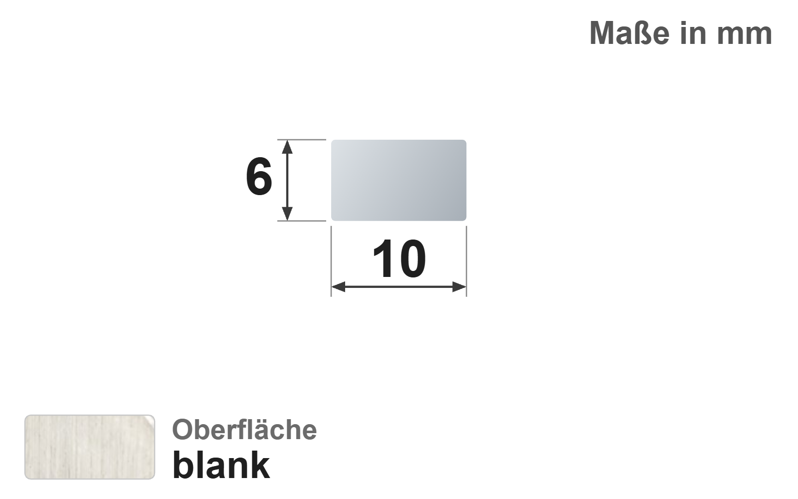 Flachstab 10x6 mm, "blank", h11, EN10278, S235JR+C