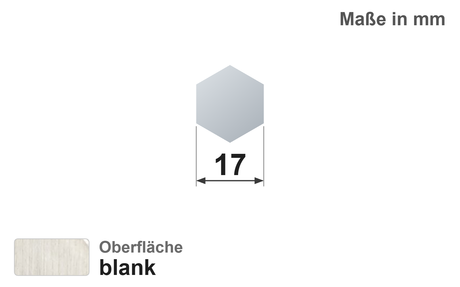 Sechskantstab 17,0 mm, "blank", h11, EN10278, 1.4307/304L