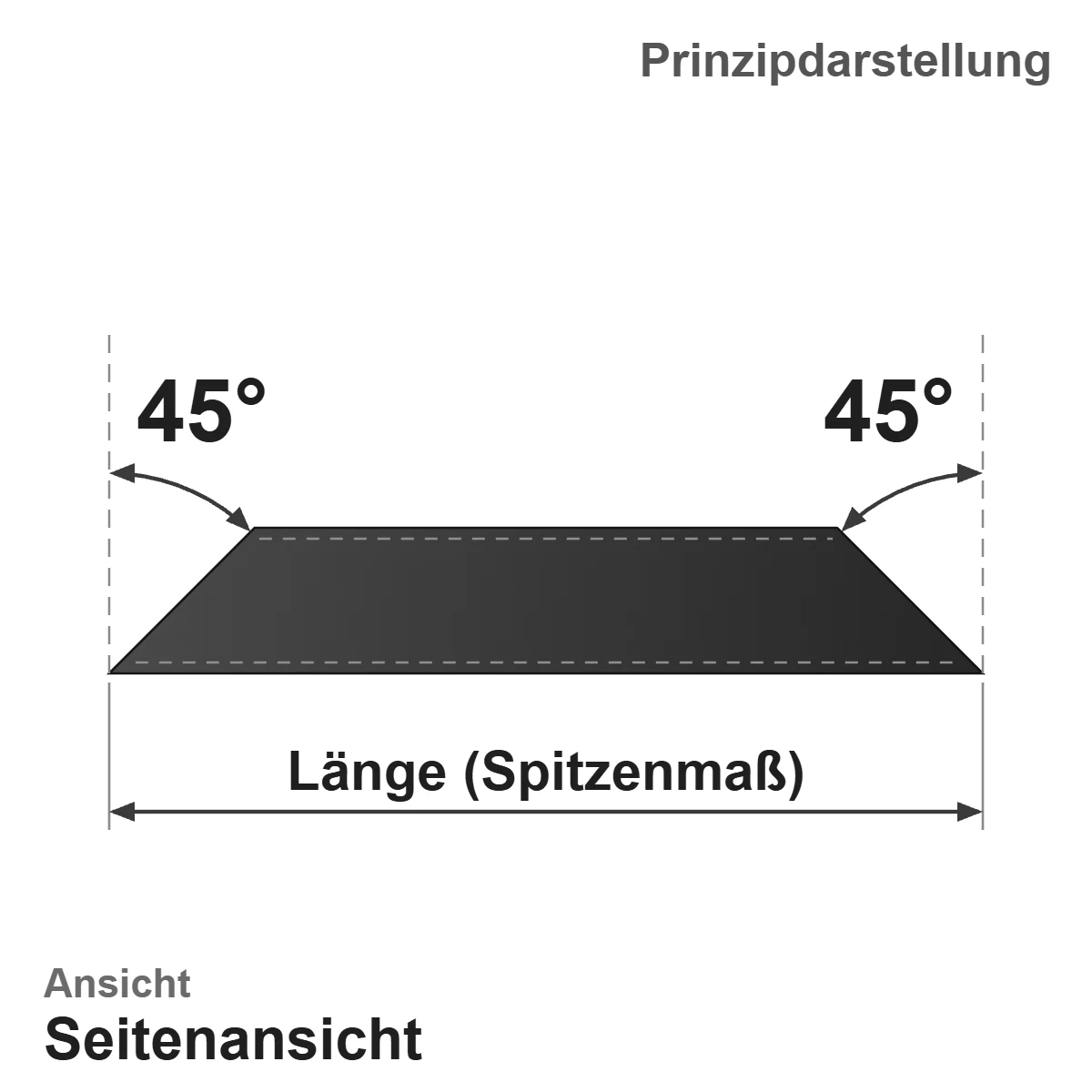 Zeichnung: Profil mit 45°-Gehrung an beiden Enden