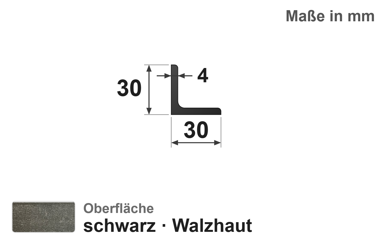 Winkel gleichschenklig 30x4, S235JR+AR