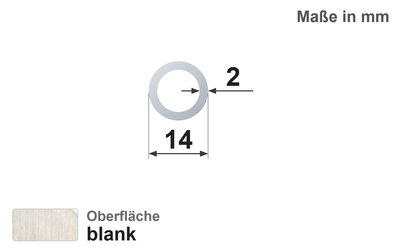 Präzisionsstahlrohr nahtlos 14,0x2,0 mm, "blank", EN10305-1, E235+C