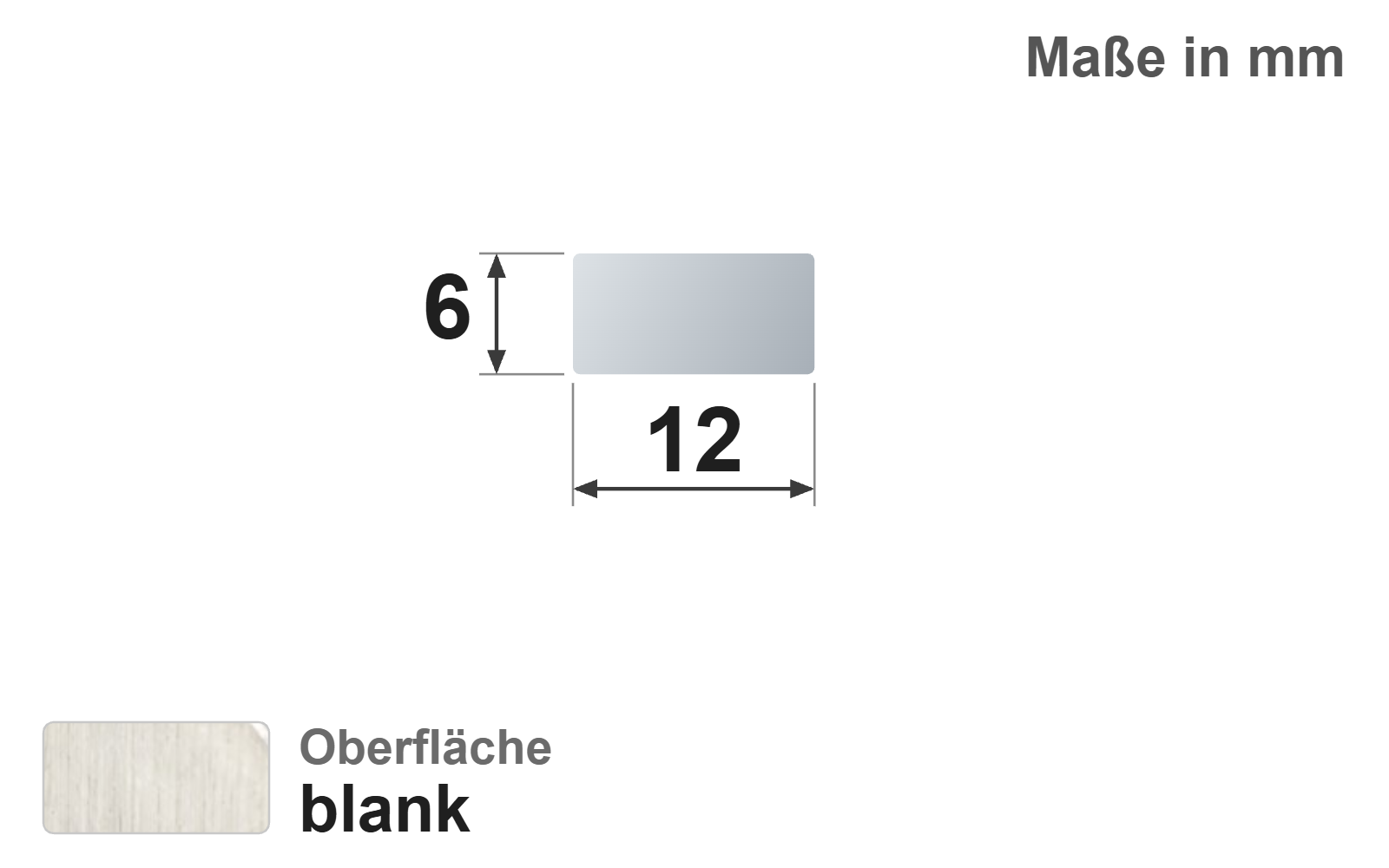 Flachstab 12x6 mm, "blank", h11, EN10278, S235JR+C