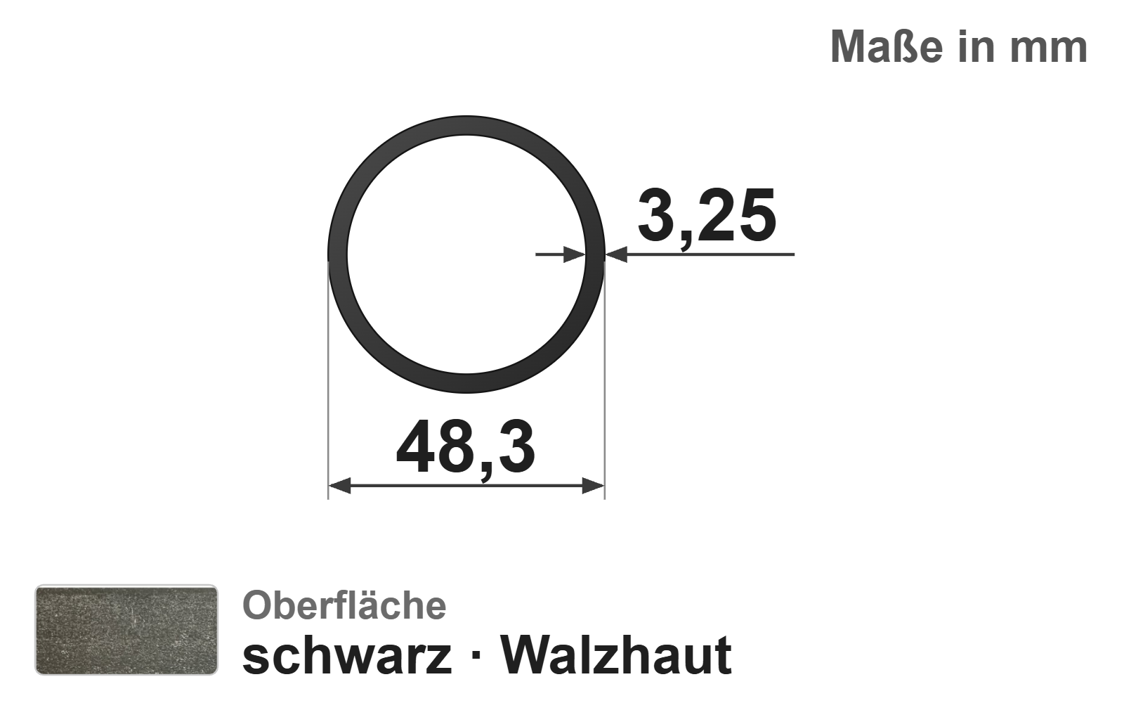 Gewinderohr 48,30x3,25 mm (1 1/2"), "schwarz", EN10255, S195