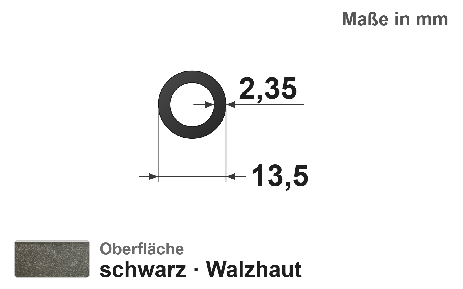 Gewinderohr 13,5x2,35 mm (1/4"), "schwarz", EN10255, S195