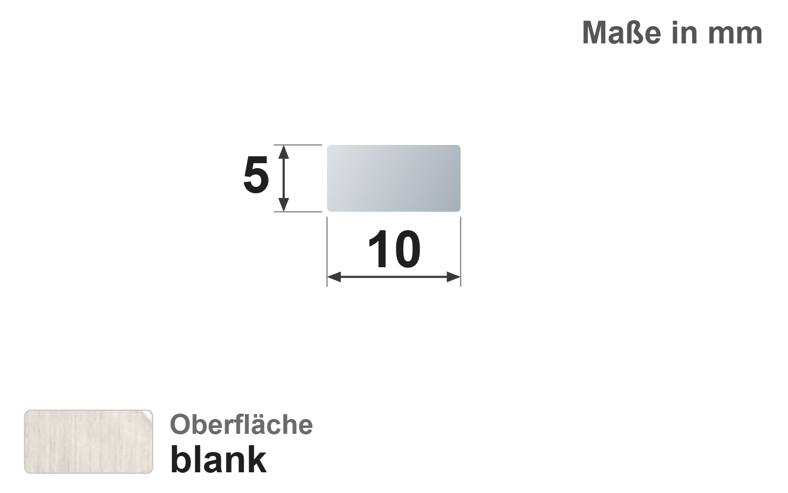 Flachstab 10x5 mm, "blank", h11, EN10278, 1.4301/304 (V2A)