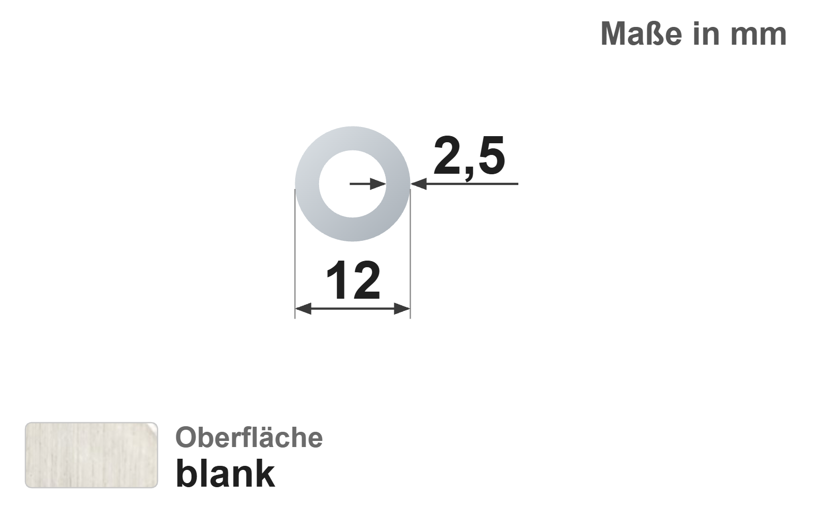 Präzisionsstahlrohr nahtlos 12,0x2,5 mm, "blank", EN10305-1, E235+C