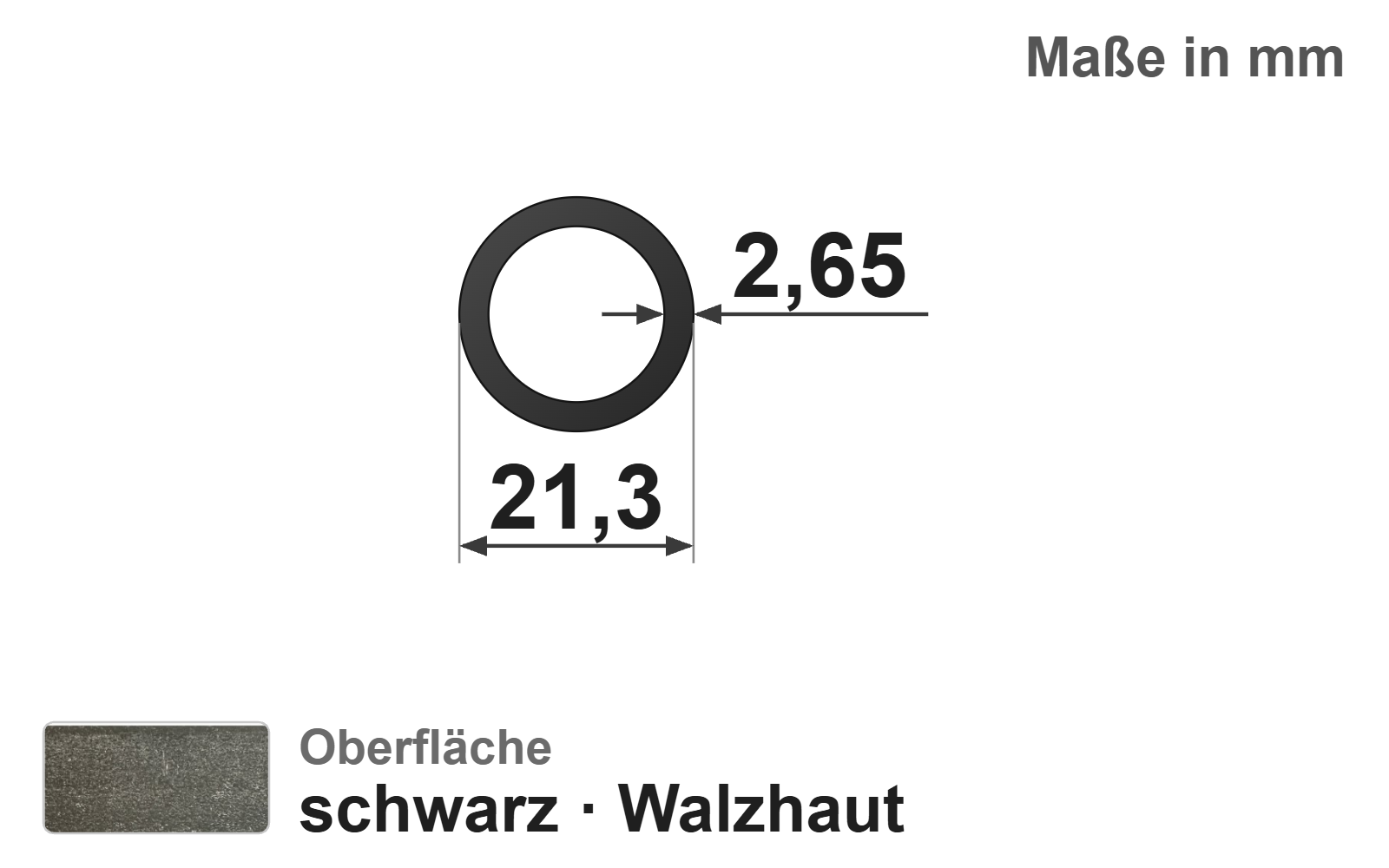 Gewinderohr 21,30x2,65 mm (1/2"), "schwarz", EN10255, S195