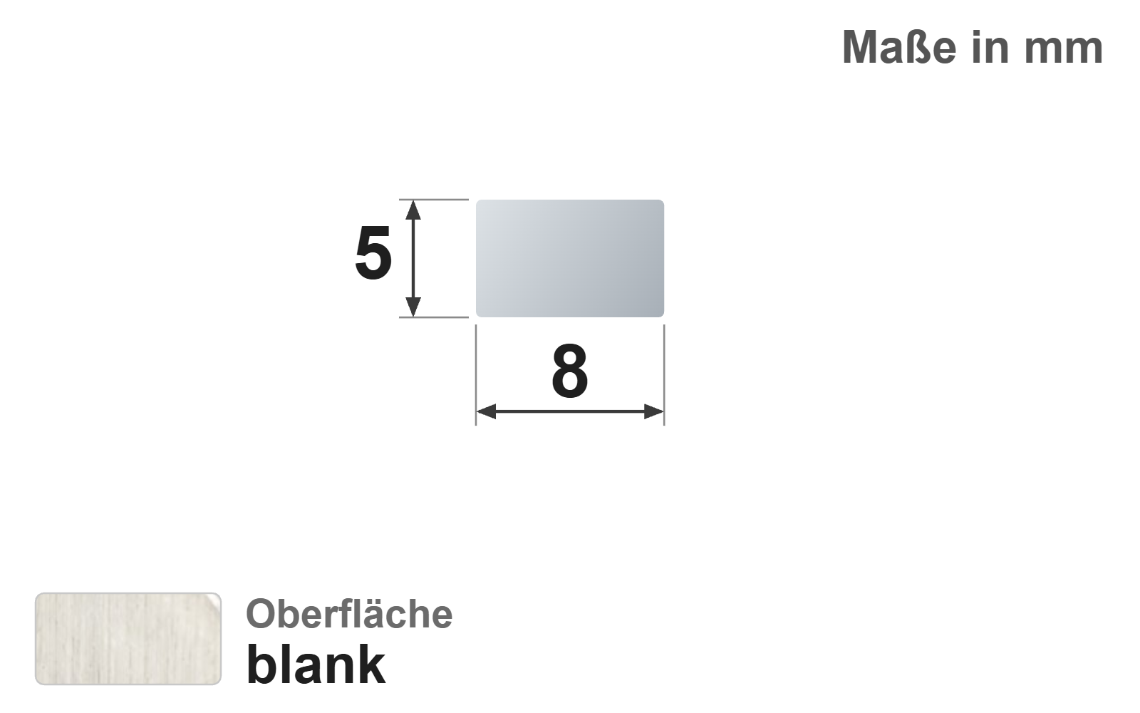 Flachstab 8x5 mm, "blank", h11, EN10278, S235JR+C
