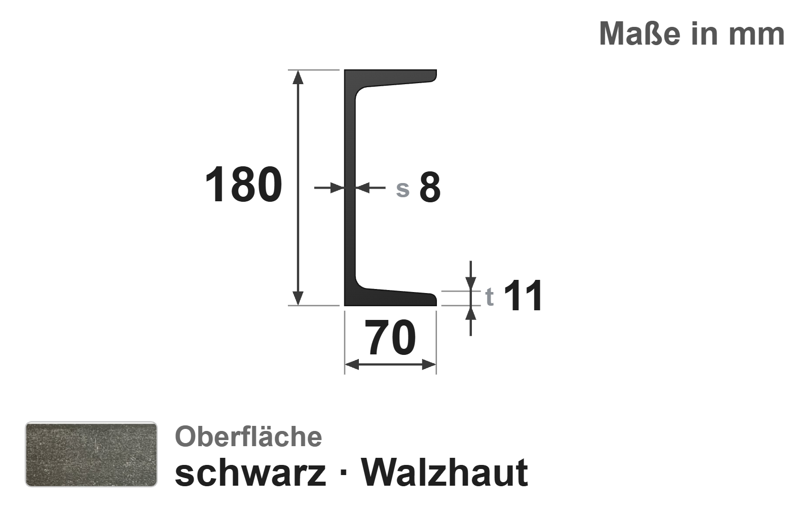 U-Profil (UNP) 180, S235JR+AR