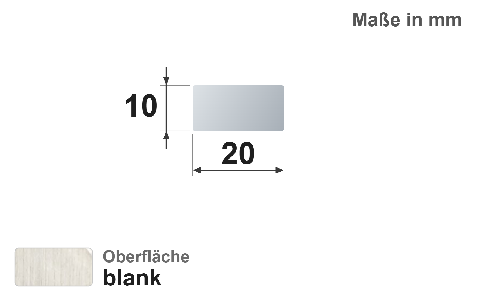 Flachstab 20x10 mm, "blank", h11, EN10278, 1.4301/304 (V2A)